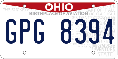 OH license plate GPG8394