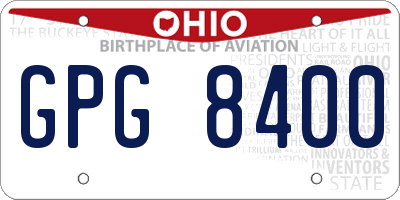 OH license plate GPG8400