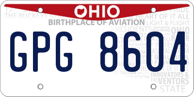 OH license plate GPG8604