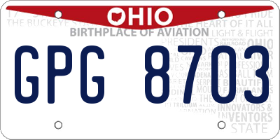 OH license plate GPG8703
