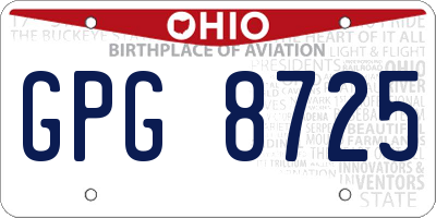 OH license plate GPG8725