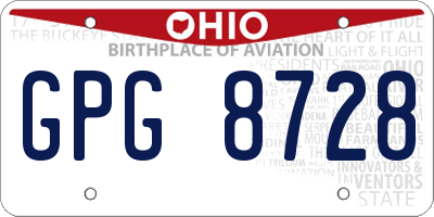 OH license plate GPG8728