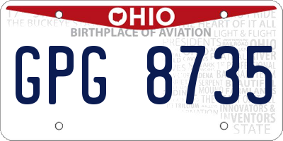 OH license plate GPG8735