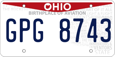 OH license plate GPG8743