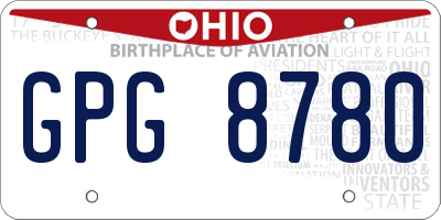 OH license plate GPG8780