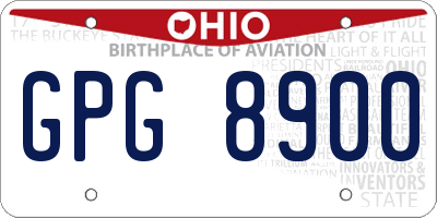 OH license plate GPG8900