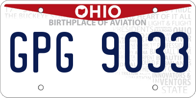 OH license plate GPG9033