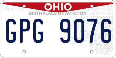 OH license plate GPG9076
