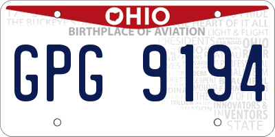 OH license plate GPG9194