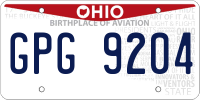 OH license plate GPG9204