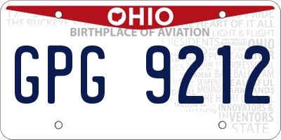OH license plate GPG9212