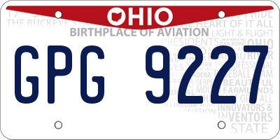 OH license plate GPG9227