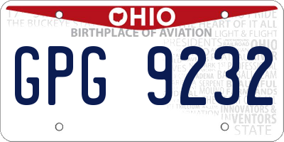OH license plate GPG9232