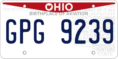 OH license plate GPG9239