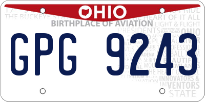 OH license plate GPG9243