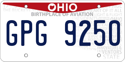 OH license plate GPG9250