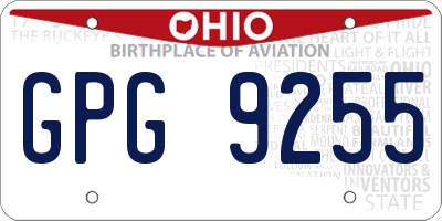 OH license plate GPG9255
