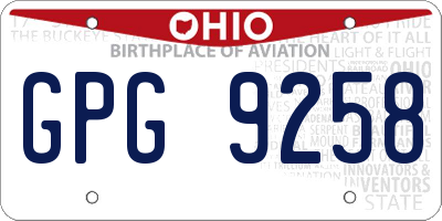 OH license plate GPG9258