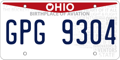 OH license plate GPG9304