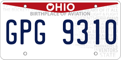 OH license plate GPG9310