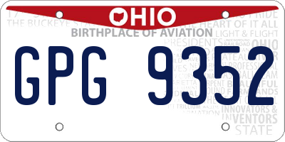 OH license plate GPG9352
