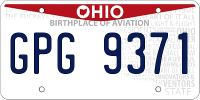 OH license plate GPG9371