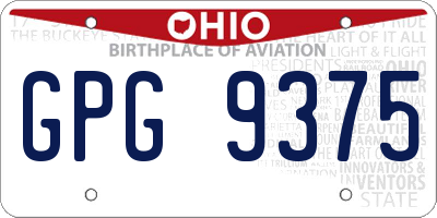 OH license plate GPG9375