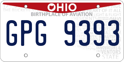 OH license plate GPG9393