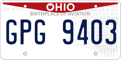 OH license plate GPG9403