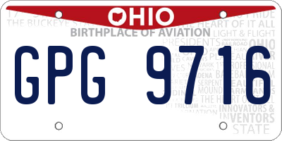OH license plate GPG9716