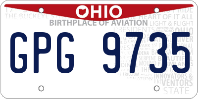 OH license plate GPG9735