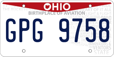 OH license plate GPG9758