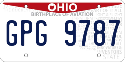 OH license plate GPG9787