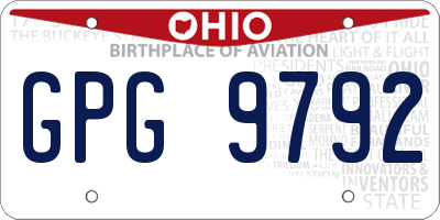 OH license plate GPG9792