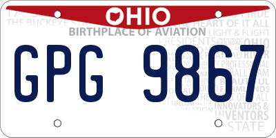 OH license plate GPG9867