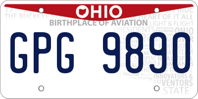 OH license plate GPG9890