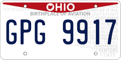 OH license plate GPG9917