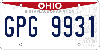 OH license plate GPG9931