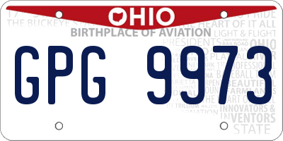 OH license plate GPG9973