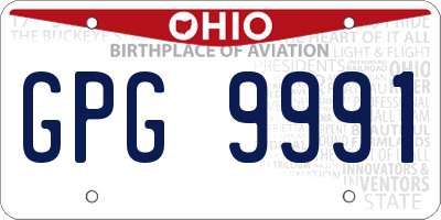 OH license plate GPG9991