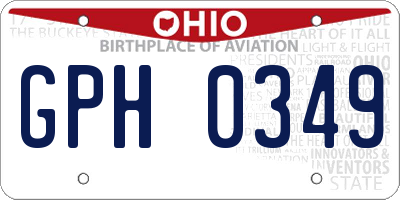OH license plate GPH0349