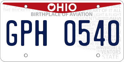 OH license plate GPH0540
