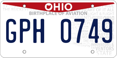 OH license plate GPH0749