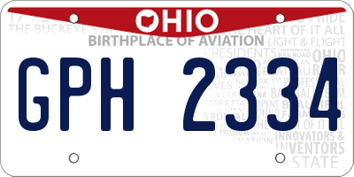 OH license plate GPH2334