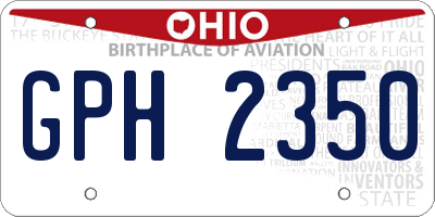 OH license plate GPH2350