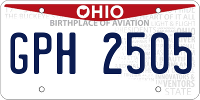 OH license plate GPH2505