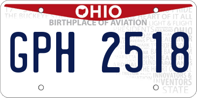 OH license plate GPH2518