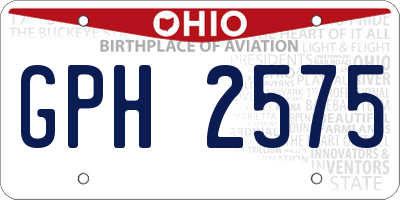 OH license plate GPH2575