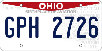 OH license plate GPH2726