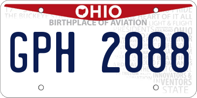 OH license plate GPH2888